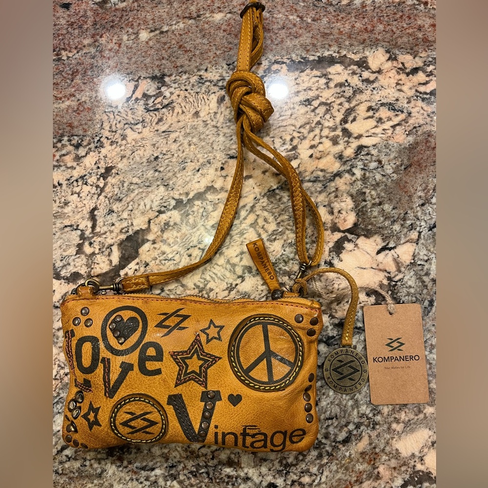 NWT ! Kompanero Leather “ Love Vintage” Shoulder Bag.